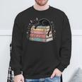 Floral Cat Sleeping On Books Sweatshirt Gifts for Old Men