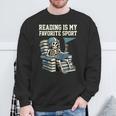 Football Skeleton Reading On Book Stack Sweatshirt Gifts for Old Men
