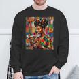 Geometric History Educated Women Reading Book Melanin Sweatshirt Gifts for Old Men
