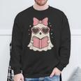 Ghost Reading Book Halloween Cat Lover Sweatshirt Gifts for Old Men