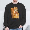 Ginger Tabby Cat Reading Book Glasses Retro Illustration Sweatshirt Gifts for Old Men Ginger Tabby Cat Reading Book Glasses Retro Illustration Sweatshirt Gifts for Old Men