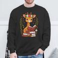 Giraffe Reading Book Graphic Giraffe With Book Floral Sweatshirt Gifts for Old Men