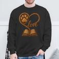 Girl Who Loves Dogs & Books Heart Dog Lover Reader Reeding Sweatshirt Gifts for Old Men