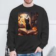 Halloween Cat Reading Books Spooky Cat Reader Teachers Sweatshirt Gifts for Old Men
