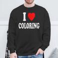 I Heart Love Coloring Hobbies Books Pencils Crayons Marker Sweatshirt Gifts for Old Men