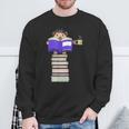Hedgehog Reading Books And Drinking Tea Sweatshirt Gifts for Old Men