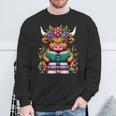Highland Cow Book Floral Bookworm Sweatshirt Gifts for Old Men Highland Cow Book Floral Bookworm Sweatshirt Gifts for Old Men