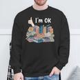 I'm OK Books Pile Books Stack Bibliophile Bookisk Sweatshirt Gifts for Old Men