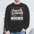 Jesus Coffee And Books Christian Reading Literary Sweatshirt Gifts for Old Men