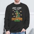 Just a Boy Who Loves Dragons And Books Reading Dragon Sweatshirt Gifts for Old Men