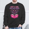 Just A Girl Who Loves Books Butterflies Reading Sweatshirt Gifts for Old Men