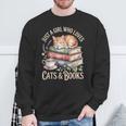 Just A Girl Who Loves Cats And Books Reading Librarian Sweatshirt Gifts for Old Men