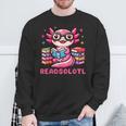 Kawaii Axolotl Readsolotl Book Lover Reading Bookworm Girls Sweatshirt Gifts for Old Men