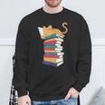 Kawaii Cat Lover Reading Books Librarian Humor Tee Sweatshirt Gifts for Old Men