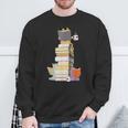 Kawaii Cats Books Coffee Sweatshirt Gifts for Old Men