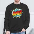Kids Boys Amir Name Comic Book Superhero Sweatshirt Gifts for Old Men