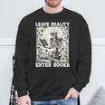 Leave Reality Enter Books Skeleton Reading Book Sweatshirt Gifts for Old Men