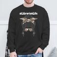Librarian Teacher Messy Bun Life Book Library Back To School Sweatshirt Gifts for Old Men