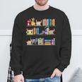 Library Cats Kittens Reader Book Lovers Pet Shelf Sweatshirt Gifts for Old Men