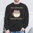 Life Is Better With Books Cats And Coffee Cute Kitten Sweatshirt Gifts for Old Men Life Is Better With Books Cats And Coffee Cute Kitten Sweatshirt Gifts for Old Men