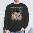 Life Is Better With Cats And Books Cute Cat Lover Sweatshirt Gifts for Old Men