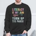 LITERACY IS MY JAM Turn Up Read Book Sound Volume Sweatshirt Gifts for Old Men