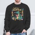 Lost In a Good Book Cute Reading Dinosaur Illustration Sweatshirt Gifts for Old Men Lost In a Good Book Cute Reading Dinosaur Illustration Sweatshirt Gifts for Old Men