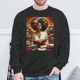 Melanin Queen Afro WomenEducated Reading Book History Sweatshirt Gifts for Old Men