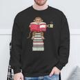 Monkey Reading Books And Drinking Tea Sweatshirt Gifts for Old Men