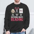 Nothing Beats Reading Rock Paper Scissors Book Lover Library Sweatshirt Gifts for Old Men