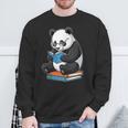 Panda With Glasses Reading Book Librarian Panda Sweatshirt Gifts for Old Men