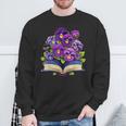 Pansies Flowers Book Pansy Floral Sweatshirt Gifts for Old Men