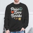 Peace Love Books Cute Retro Reading Graphic Sweatshirt Gifts for Old Men
