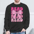 Pink Leopard Read Coquette Bow Girls Retro Groovy Reading Sweatshirt Gifts for Old Men