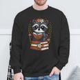 Racoon Reading Book Graphic Racoon With Book Floral Sweatshirt Gifts for Old Men Racoon Reading Book Graphic Racoon With Book Floral Sweatshirt Gifts for Old Men