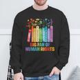 Rainbow Big Fan Of Human Rights Floral Book Social Justice Sweatshirt Gifts for Old Men
