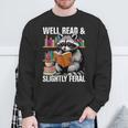 Well Read & Slightly Feral Raccoon Book Lover Graphic Sweatshirt Gifts for Old Men