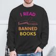 I Read Banned Books Pink-Yellow Literature Activist Sweatshirt Gifts for Old Men