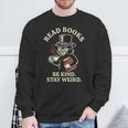 Read Books Be Kind Stay Weird Cat Coffee Lover Reading Sweatshirt Gifts for Old Men