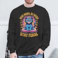 Read Books Be Weird Stay Feral Cat Groovy Sweatshirt Gifts for Old Men
