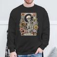 The Reader Tarot Card Skeleton Reading Book Sweatshirt Gifts for Old Men
