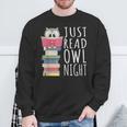 Reading Book Bookworm Kawaii Library Just Read Owl Night Sweatshirt Gifts for Old Men
