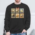 Reading Book Lover Bookish Cat Mom Cat Reading Books Stamps Sweatshirt Gifts for Old Men