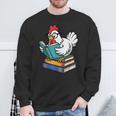 Reading Chicken Bookworm Cute Chicken With Glasses Books Sweatshirt Gifts for Old Men