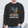 Reading Lover Easily Distracted By Dragons And Books Dragon Sweatshirt Gifts for Old Men
