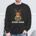Reading Season Christmas Reindeer Bookworm Book Reader Sweatshirt Gifts for Old Men