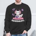 Readsalotl Axolotl Kawaii Anime Book Lover Reading Sweatshirt Gifts for Old Men