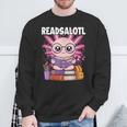Readsalotl Axolotl Reading Book Bookworm Sweatshirt Gifts for Old Men