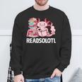 Readsolotl Axolotl Reading Fish Books Lizard Sweatshirt Gifts for Old Men
