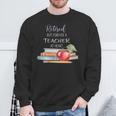 Retired But Forever A Teacher At Heart Vintage Books & Apple Sweatshirt Gifts for Old Men